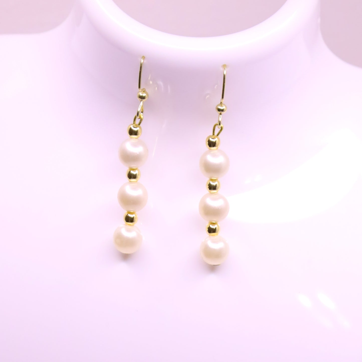Gold and Pearl Drop Earrings