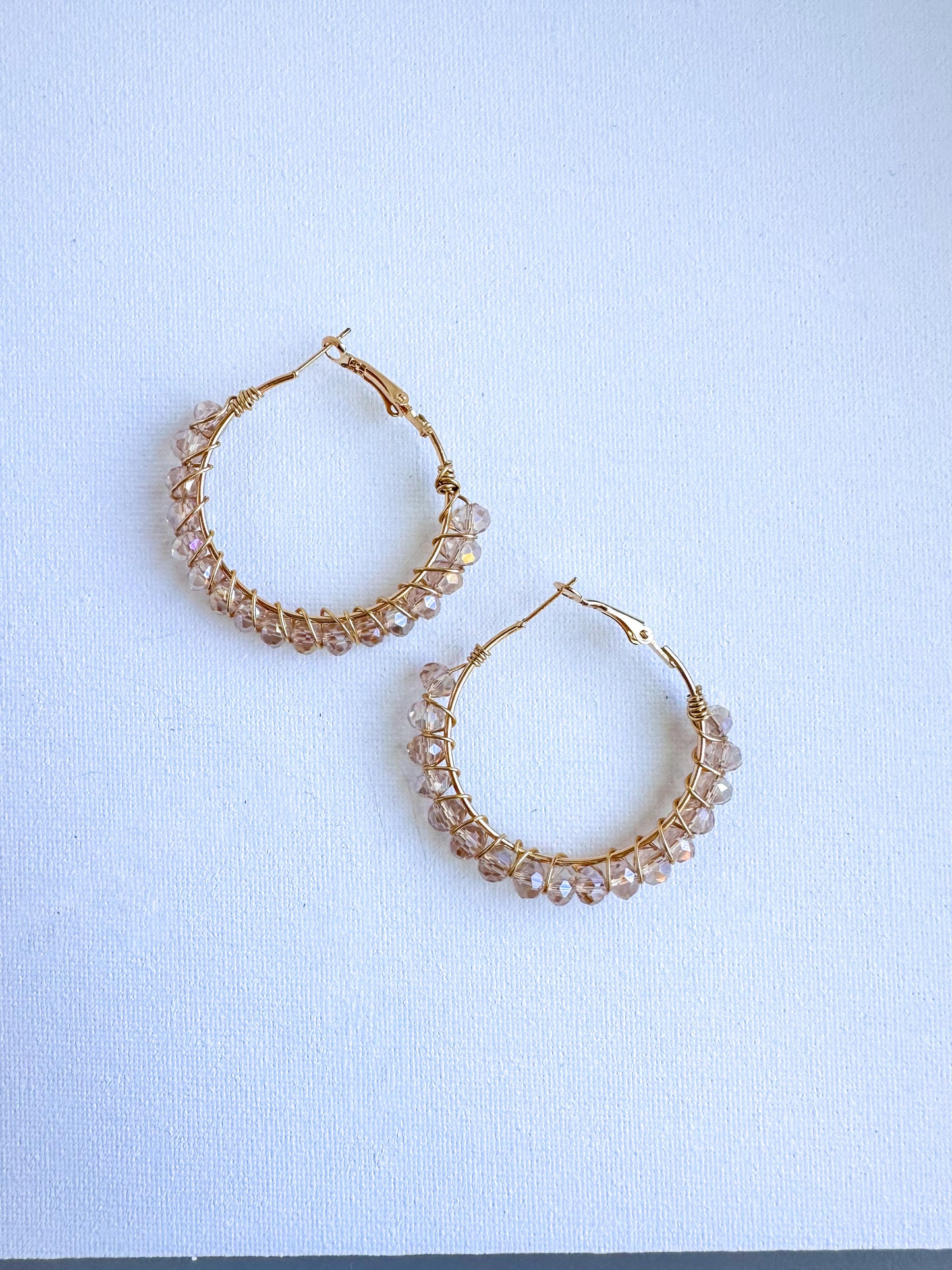 Golden Crystal Hoop Earrings