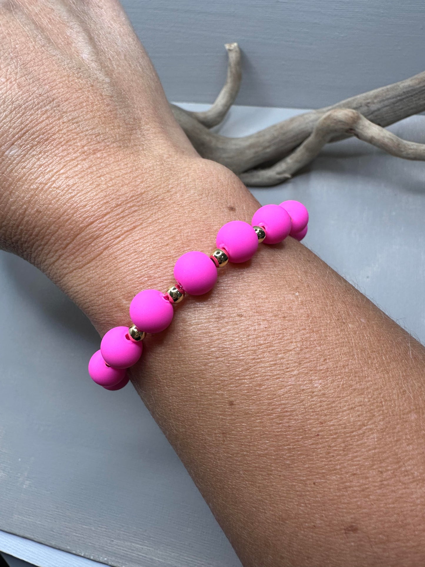 Fuschia Pink Stretch Bracelet