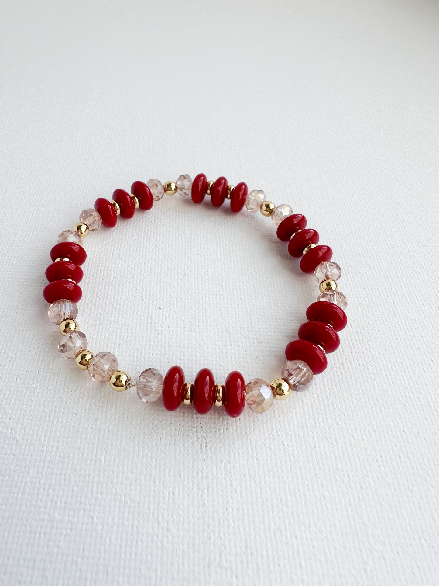 Red and Crystal Stretch Bracelet