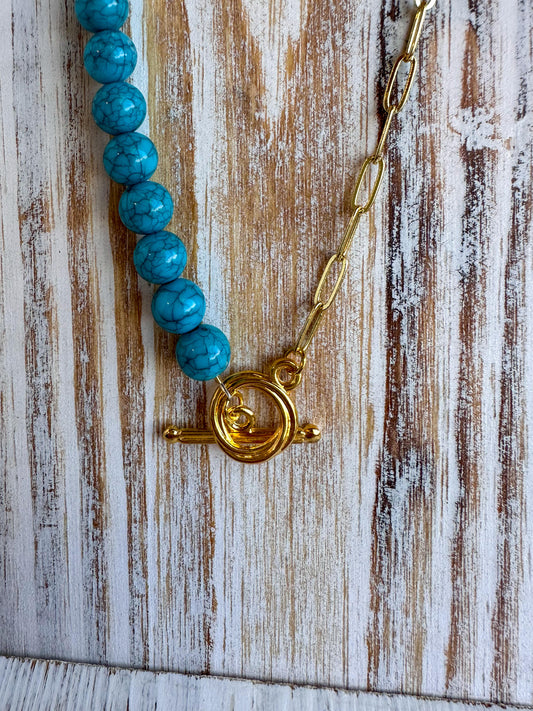 Turquoise and Paperclip Necklace
